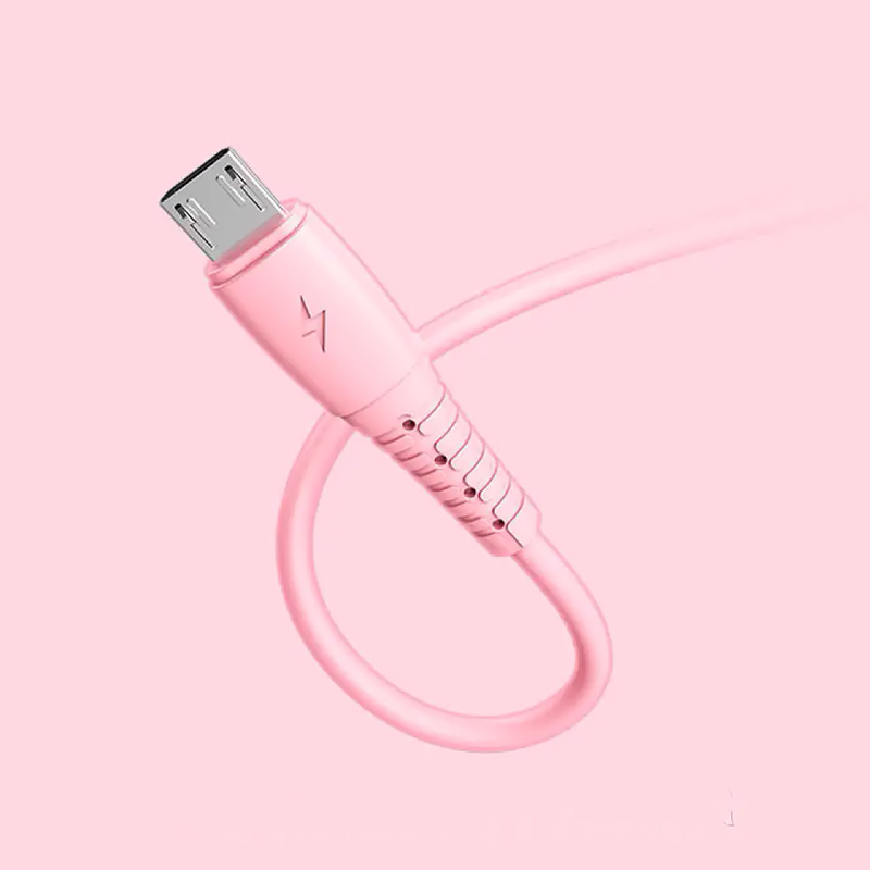 Кабель Denmen D07V USB - Micro USB (2.4A) (1M) Розовый – фото, отзывы ...