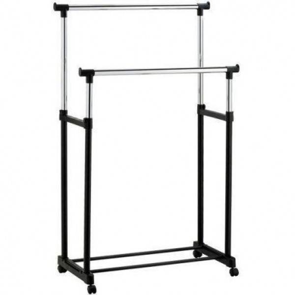 

Стойка для одежды и обуви телескопическая двойная Double Pole Clothes Horse Plus удобная и вместительная Спартак