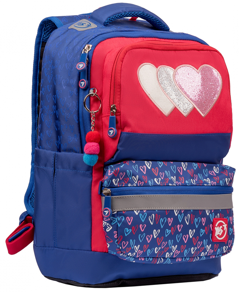 Рюкзак YES S-30 Juno XS Heart Beat Ergo Малиновый с синим (558211