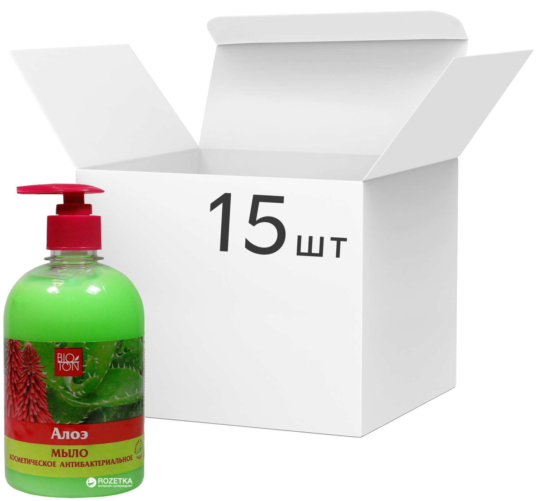 Акція на Упаковка мыла Bioton Cosmetics косметического антибактериального Алоэ 500 мл х 15 шт (4820026152998) від Rozetka UA