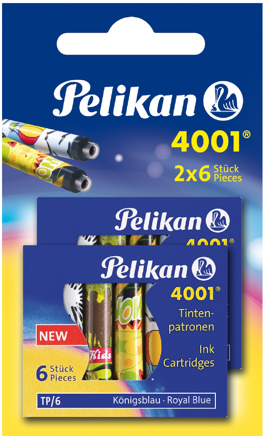 

Чернильные картриджи короткие Pelikan 4001 Fancy Royal Blue синие стираемые 12 шт (338269)