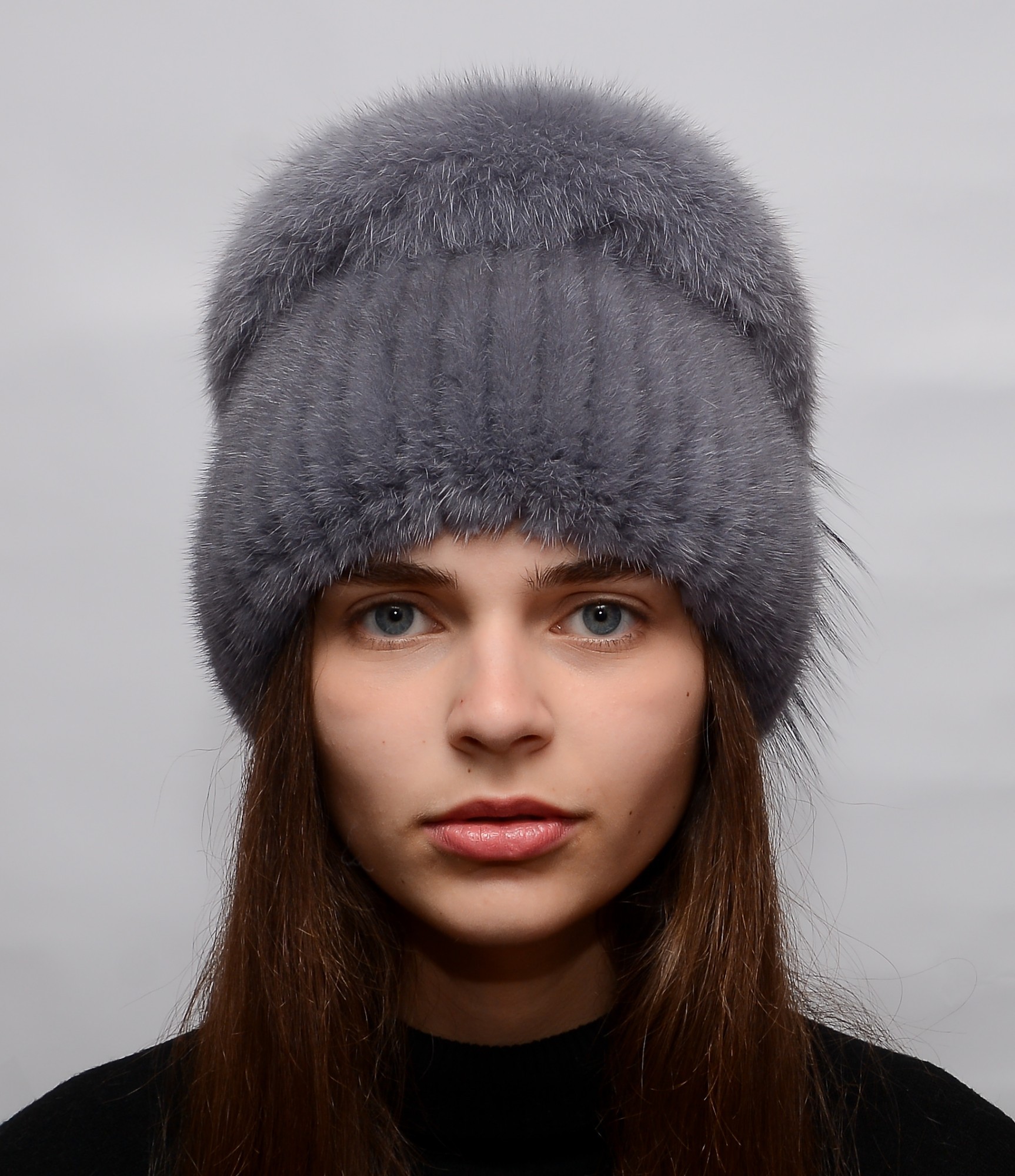 

Шапка норковая вязаная Меховой Стиль Колибри 54-60 Джинс (120/F)
