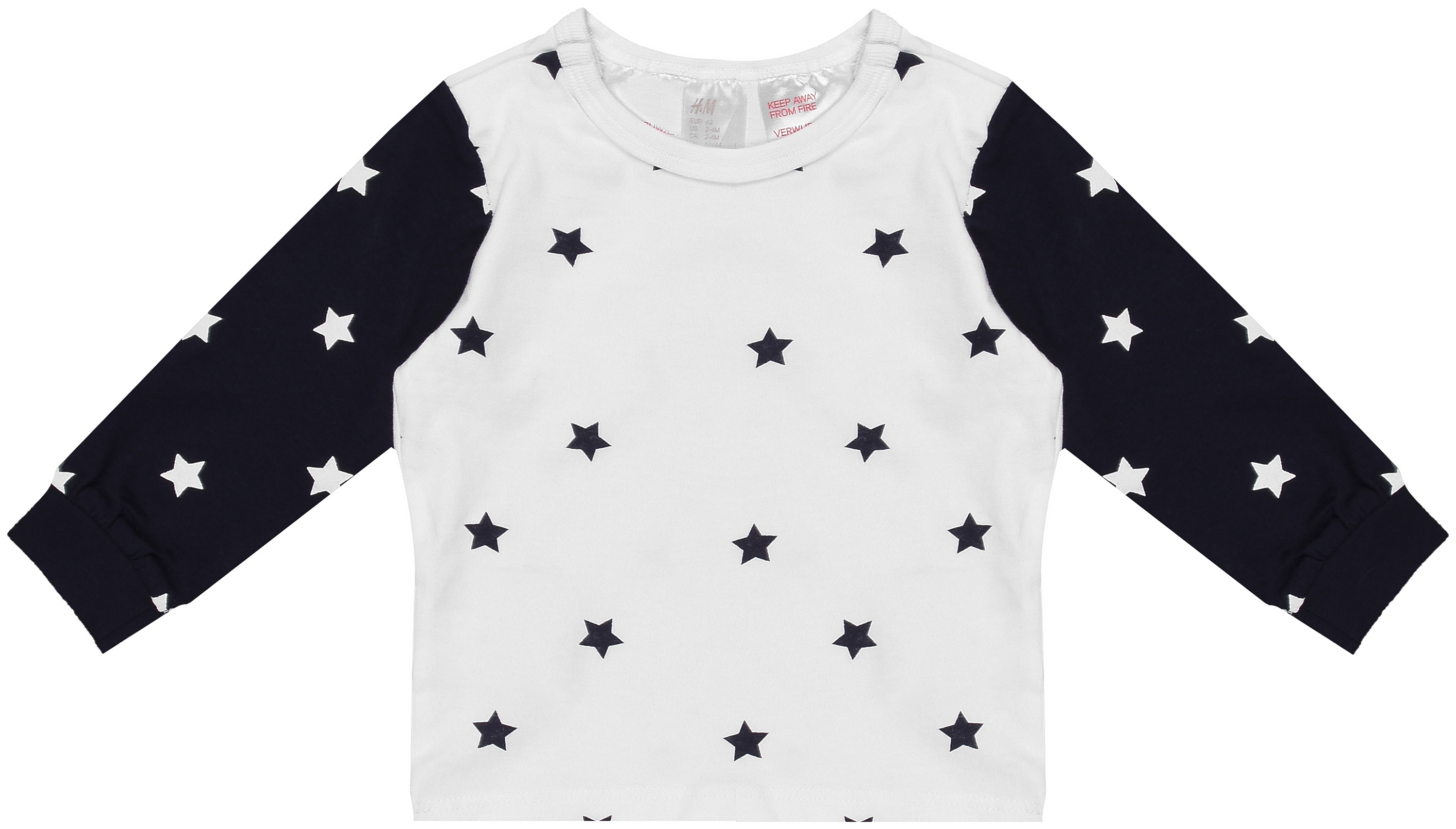 

Пижамная футболка с длинными рукавами H&M 5236258 62 см Бело-синяя