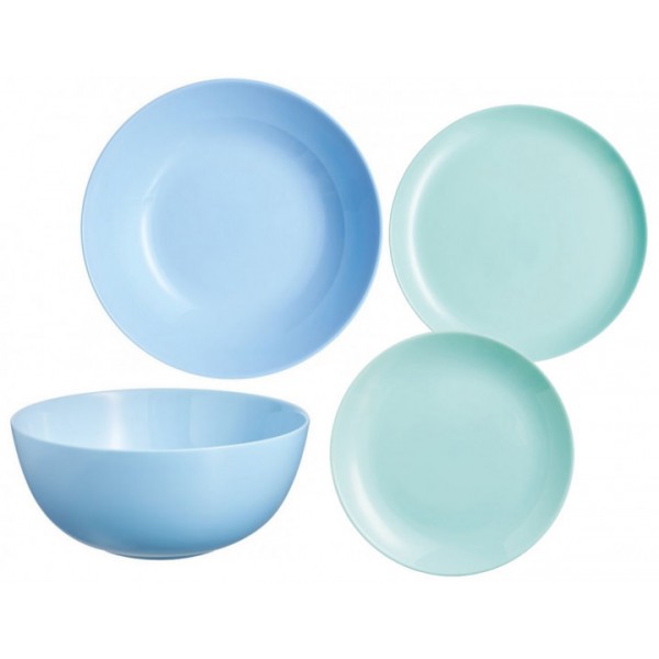 

Сервиз столовый из закаленного стекла 19 предметов Diwali Light BlueLight Turquoise Luminarc