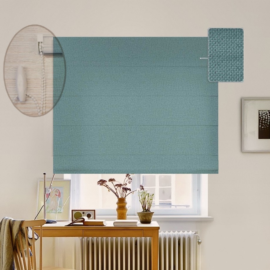 

Римская штора система Lux Coullise InHt Рогожка Dimout 33 Бирюзовый 50х160 см