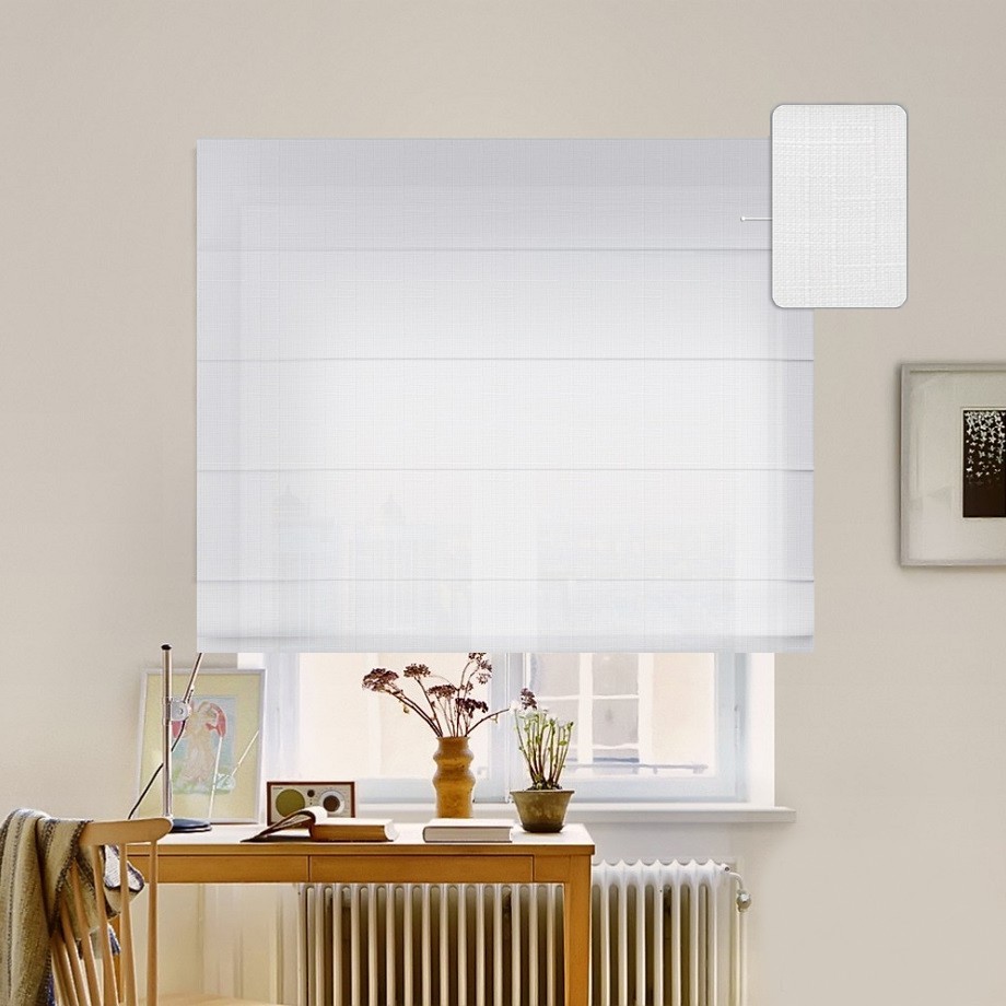 

Римская штора система Classic InHt Лен 901 Белый 160х160 см