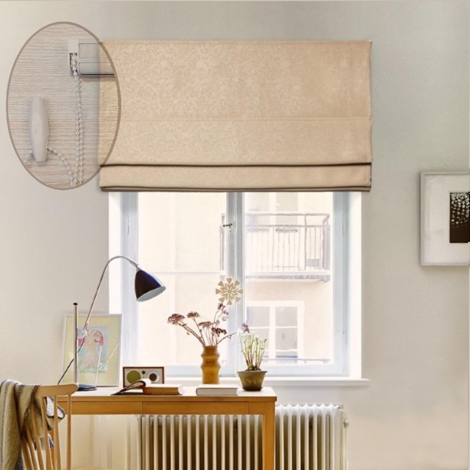 

Римская штора система Lux Coullise InHt Блэкаут Monogram 07 Пудра 150х160 см