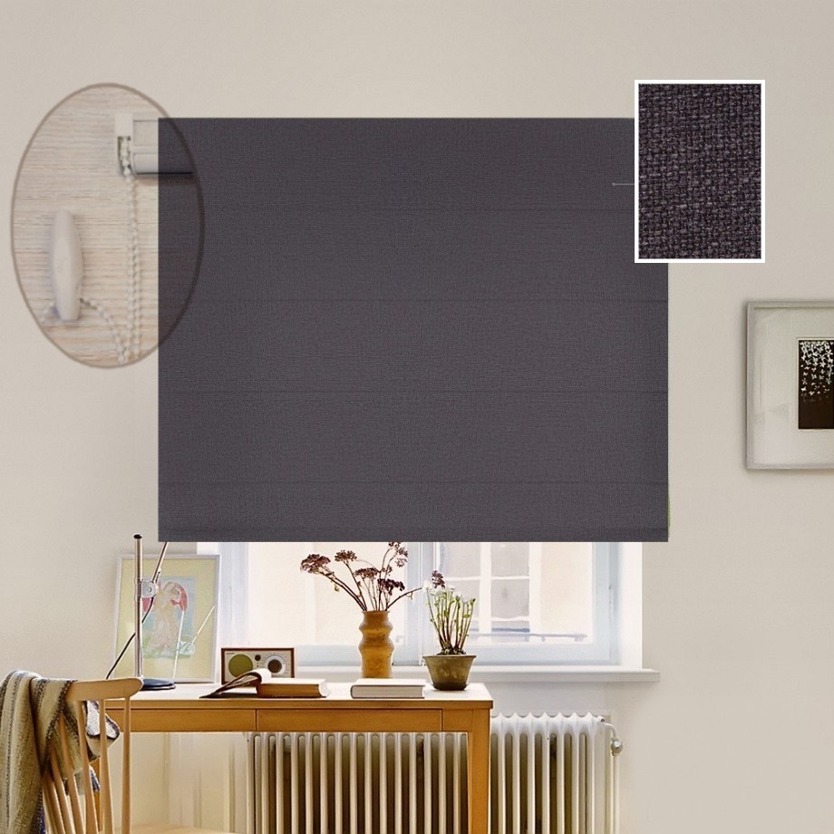 

Римская штора система Lux Coullise InHt Рогожка Premium 501 Графитовый 160х160 см