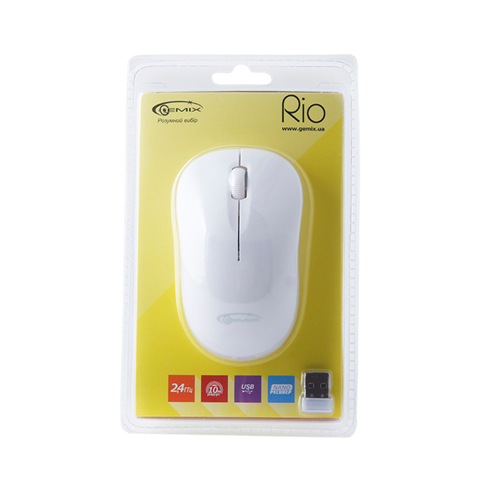 

Мышь Gemix RIO 1200 DPI беспроводная, White, USB