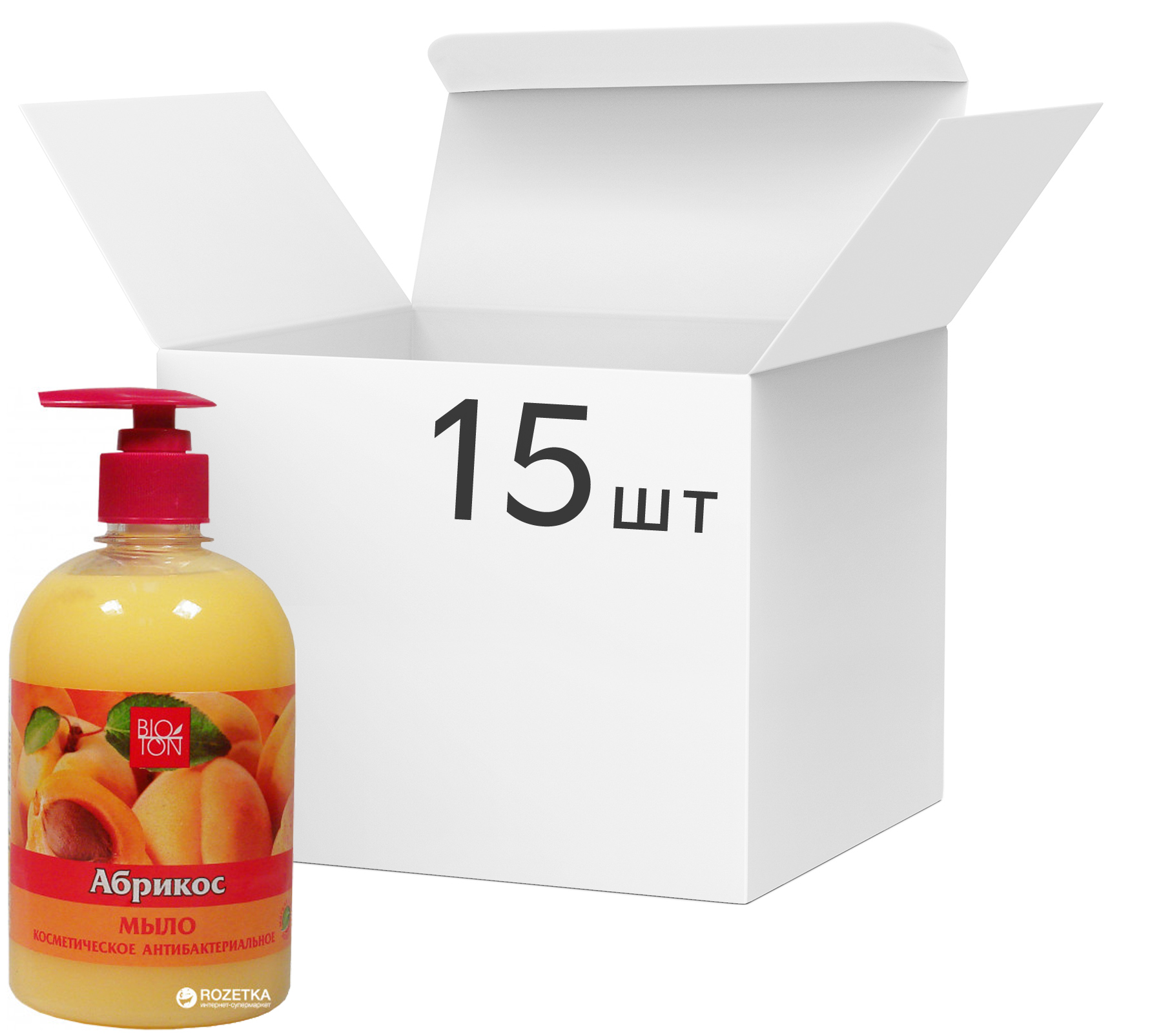 Акция на Упаковка мыла Bioton Cosmetics косметического антибактериального Абрикос 500 мл х 15 шт (4820026153001) от Rozetka UA