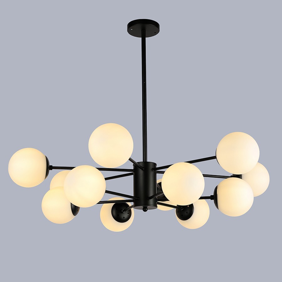 Люстра чёрная на 12 белых плафонов (52-6033-12 BK+WH) – фото, отзывы ...