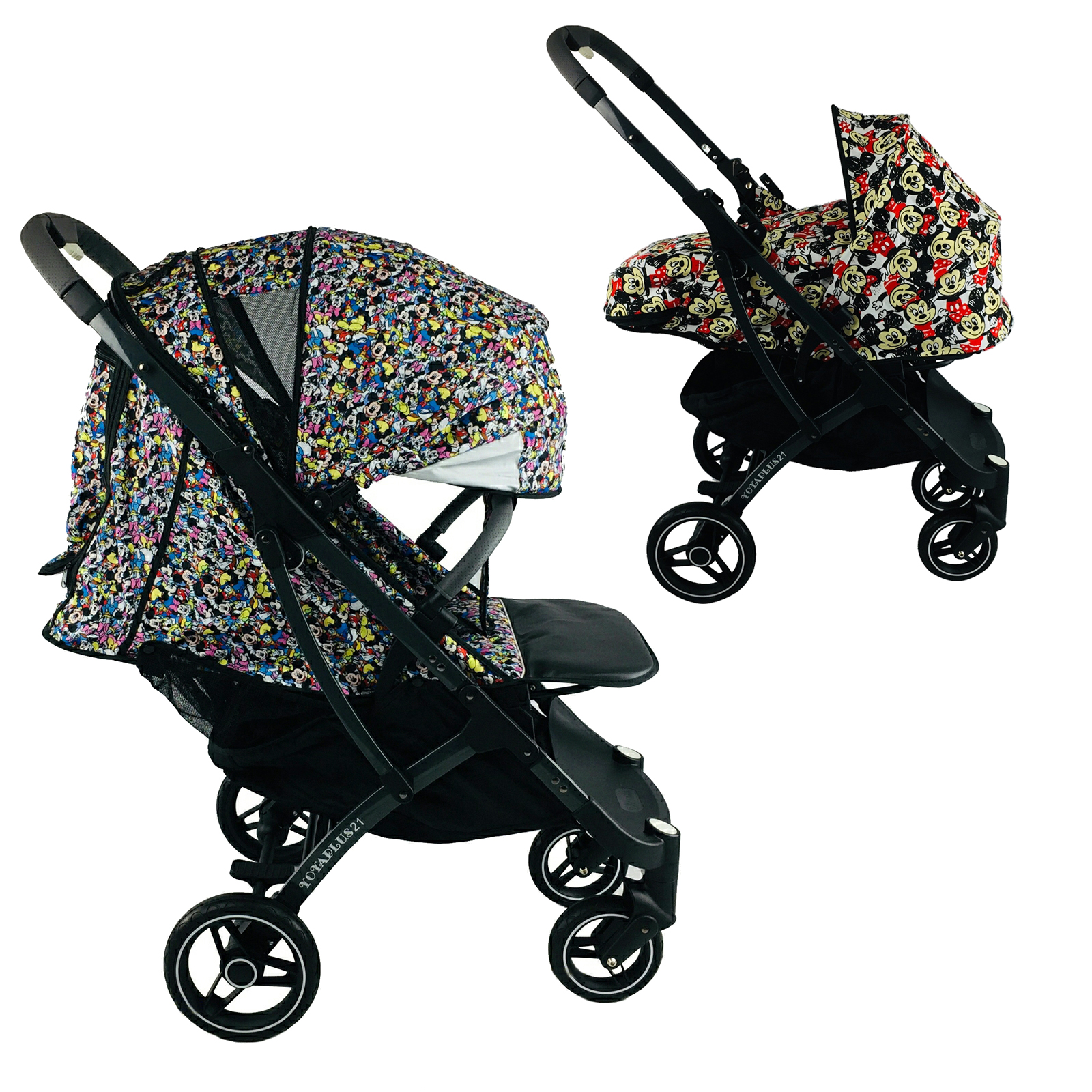 

Коляска Yoya Plus Pro-21 2в1 на молнии с Сумкой для мамы серой Disney mix с люлькой дисней минни