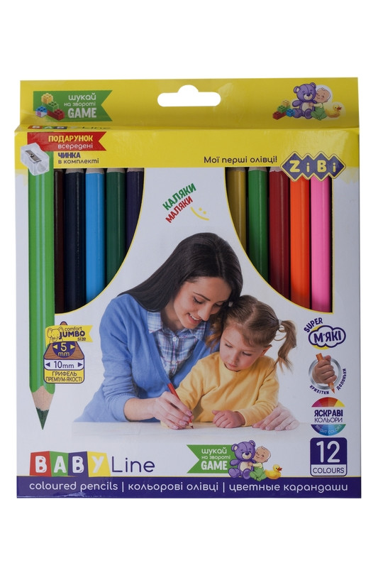 

Карандаши цветные ZiBi BABY Line JUMBO 12цв с точилкой (ZB.2452)