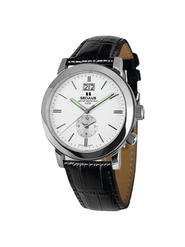 

Мужские наручные часы Seculus 9537.1.620 white, ss, black leather