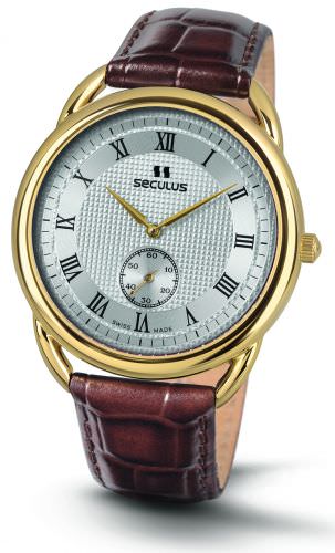 

Мужские наручные часы Seculus 4483.2.1069 pvd-y, white dial, brown leather