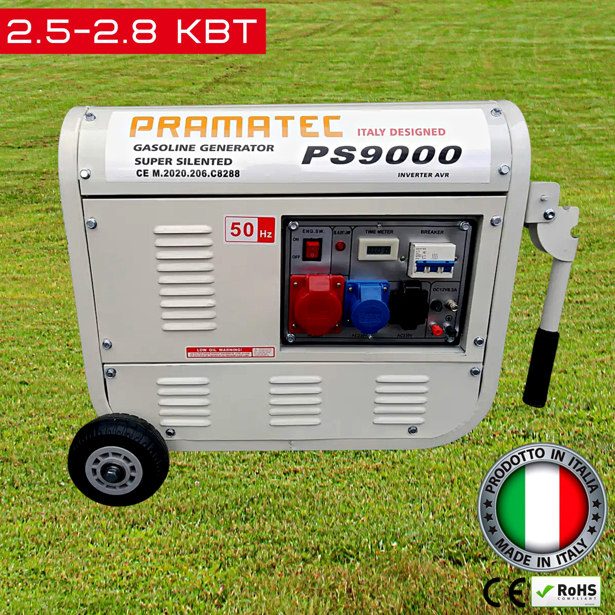 Бензиновый генератор 2,8 кВт 3-ех фазный Pramatec PS9000 на колесах с .