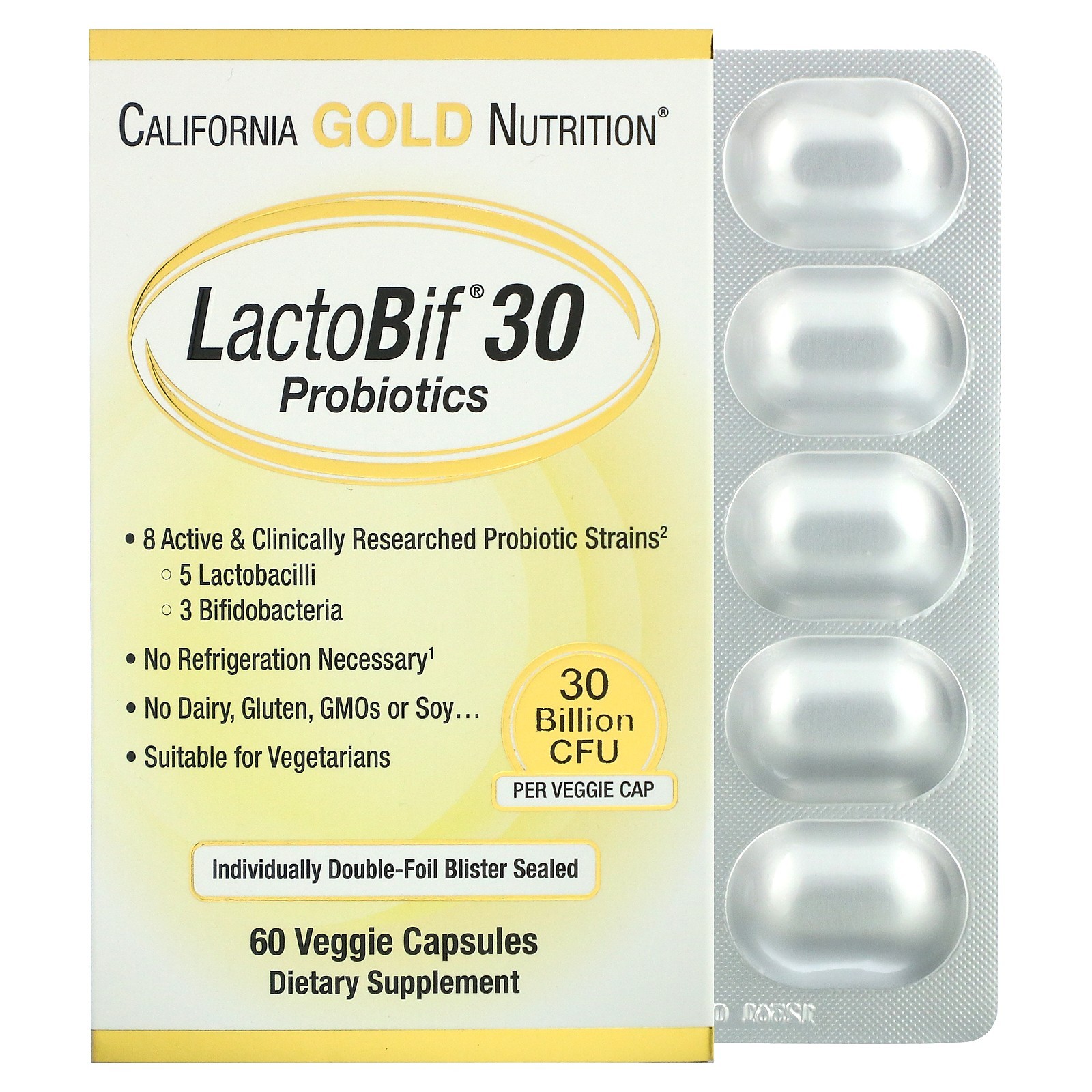 Пробиотики LactoBif 30 млрд California Gold Nutrition 60 капсул ...