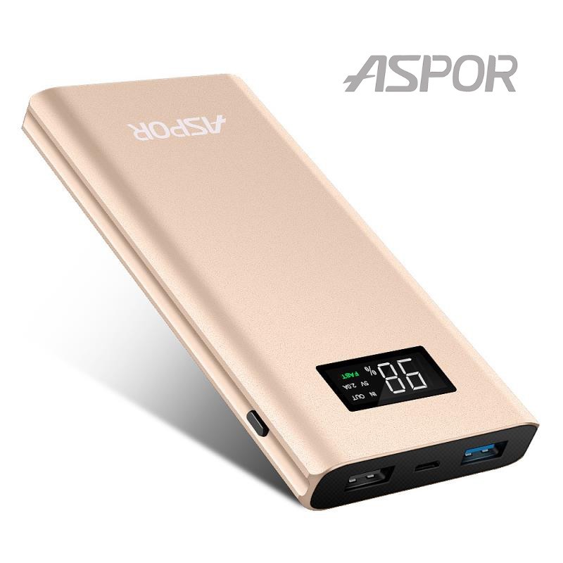 

Power Bank Aspor Q388 10000mAh Qualcomm 3.0 2USB/2.4A/3А metal Gold