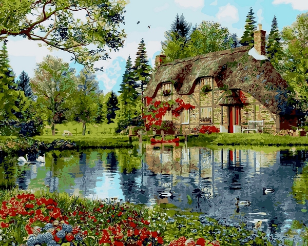 

Картина по номерам Mariposa Пруд с лебедями 40*50 см (в коробке) арт.MR-Q2201