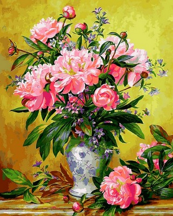 

Картина по номерам Mariposa Пионы в изящной вазе 40*50 см (в коробке) арт.MR-Q2164