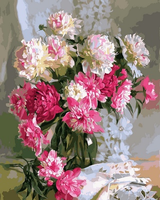 

Картина по номерам Babylon Пионы на кружевной скатерти 40*50 см (в коробке) арт.VP682