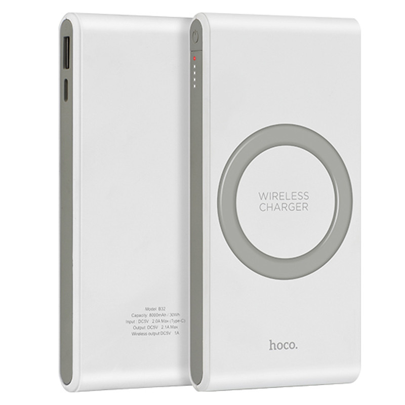 

Портативное зарядное устройство Power Bank Wireless Charger Hoco B32 8000 mAh Белый