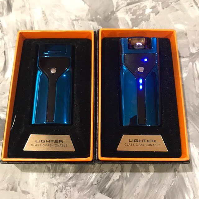 

Зажигалка Usb 2-Ой Импульс 41387 Синяя + Уровень Заряда