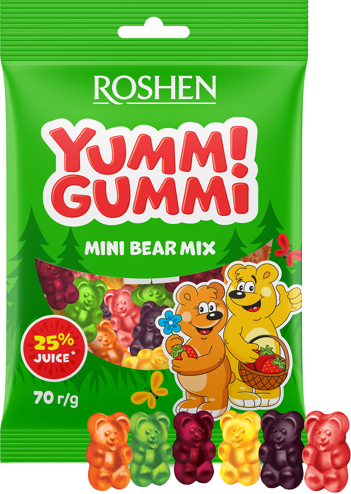 Упаковка конфет Roshen желейных Yummi Gummi Mini Bear Mix 70 г х 22 шт