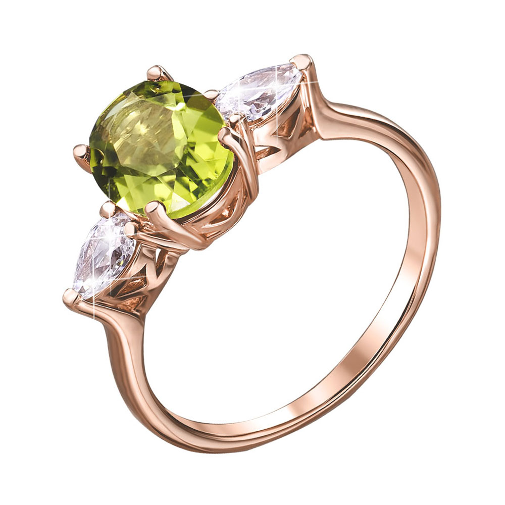 

Кольцо из красного золота с хризолитом и цирконием Swarovski 000140485 000140485 18.5 размера