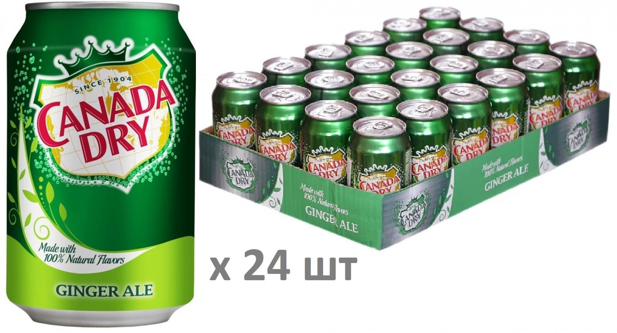 Упаковка безалкогольного напою Dr Pepper Canada Dry Ginger Ale 0.33l х
