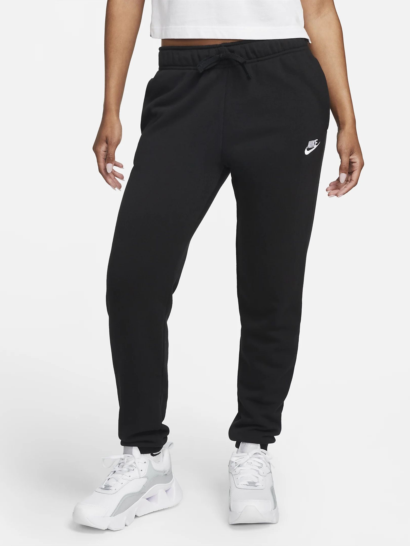Акція на Спортивные штаны на флисе женские Nike Club Fleece Pant DQ5191-010 M Черные від Rozetka