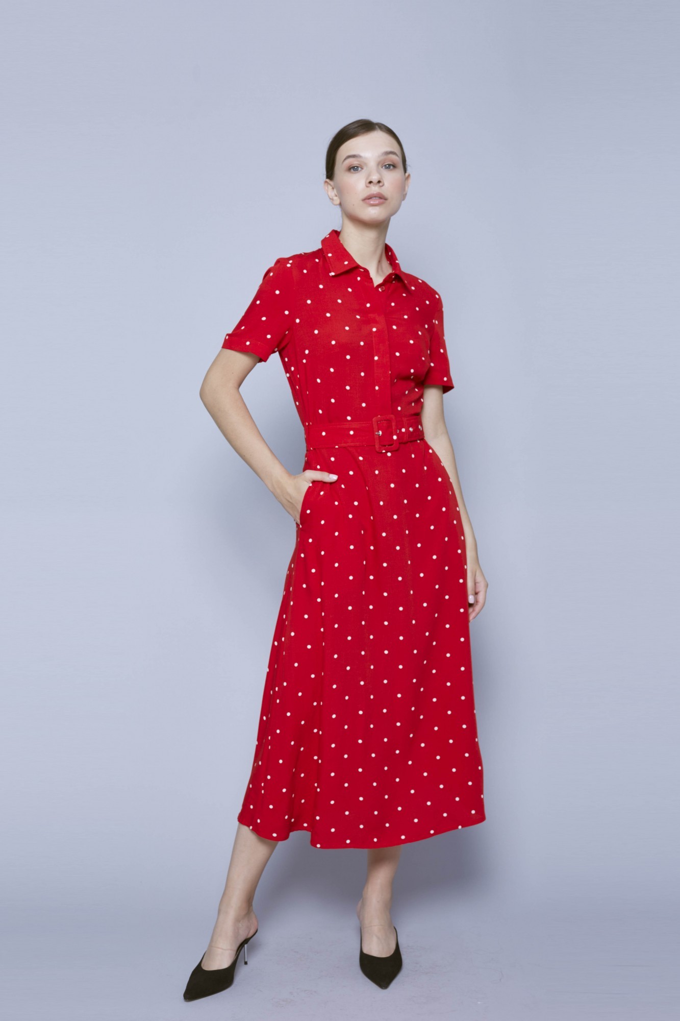 

Платье MUST HAVE XS (34) красное в принт (8132)