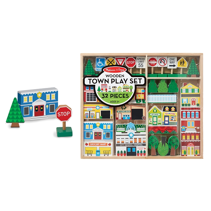 Melissa & doug wooden town sale play set