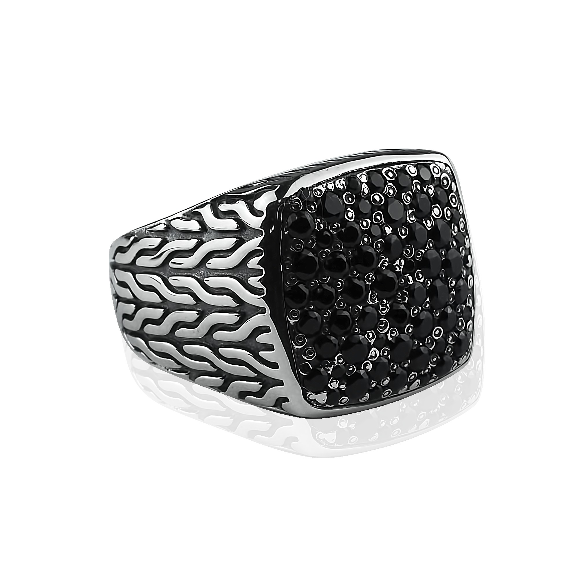 

Перстень с фианитами "Вечность" размер 21 вес 13,39 проба 925 [Black-Pearl]