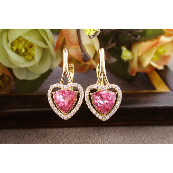 

Серьги Xuping с розовыми кристаллами Swarovski позолота 18К 9389000