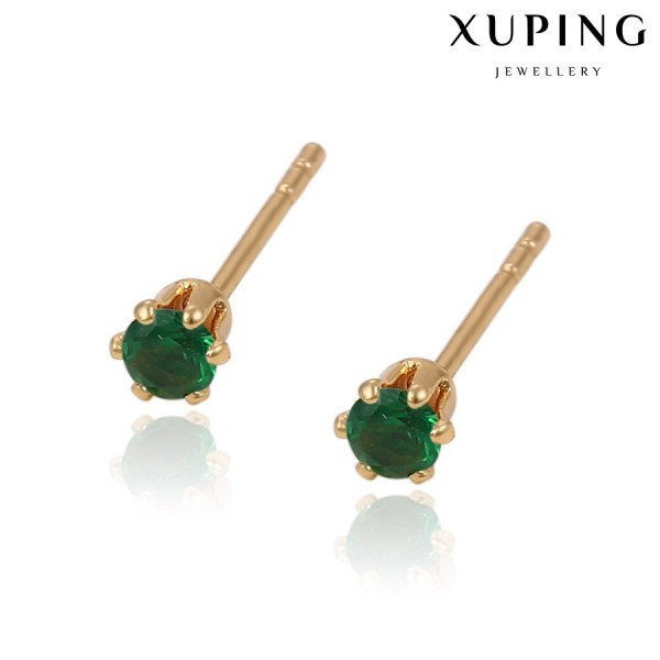 

Серьги Xuping с зелеными фианитами позолота 18К 10009787