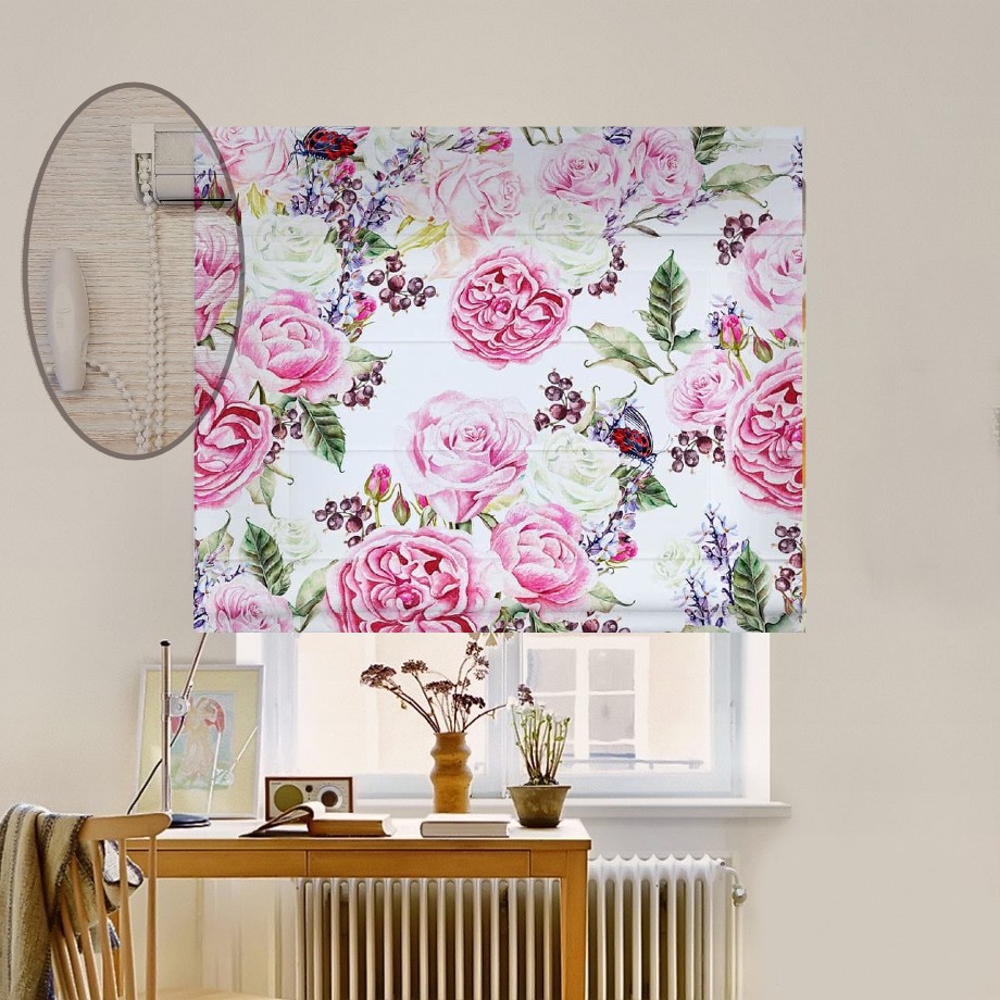 

Римская штора система Lux Coullise InHt Фотопечать Узор Цветы 02-036 Блэкаут 150х170 см