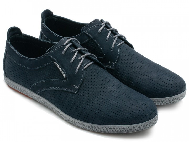 

Туфли мужские кожаные нубук перфорация Bertoni 41 синий 57026
