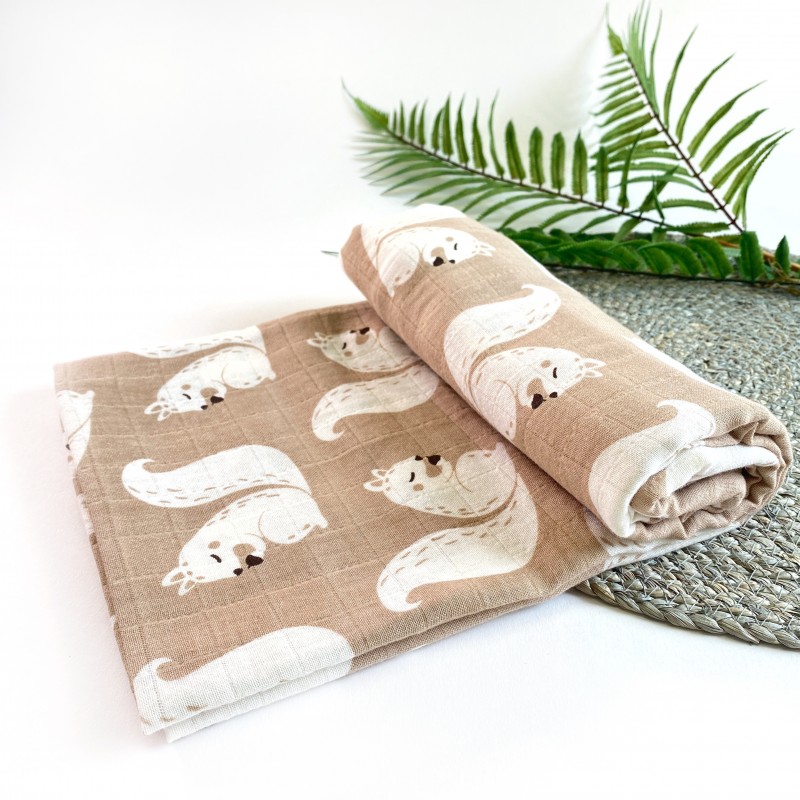 

Муслиновая пеленка Muslin Tree Белки на коричневом 120 х 120 см