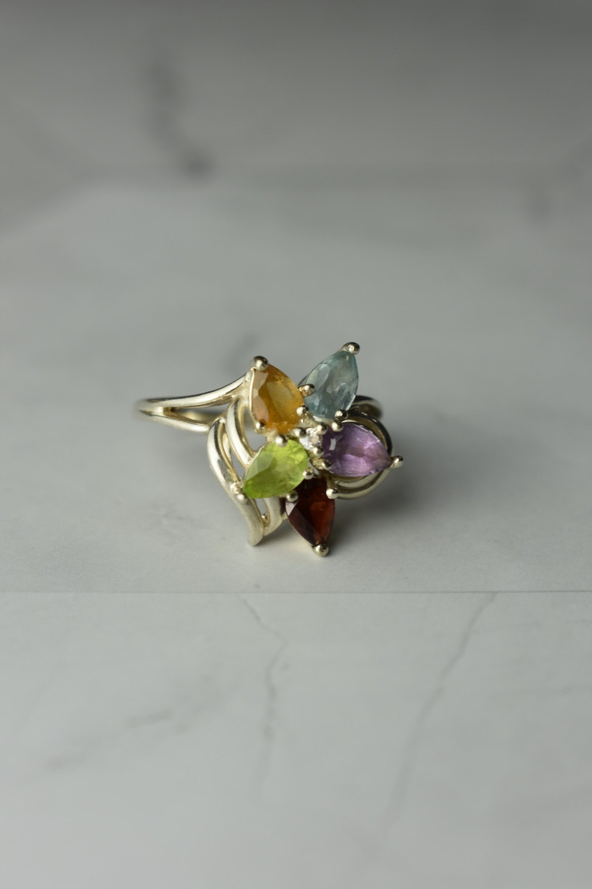

Серебряное кольцо с Натуральными Камнями Цветок 6352 Sky Jewelry 18