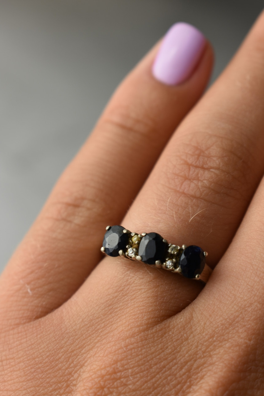 

Серебряное кольцо с Сапфиром И Фианитами 92726 Sky Jewelry 17