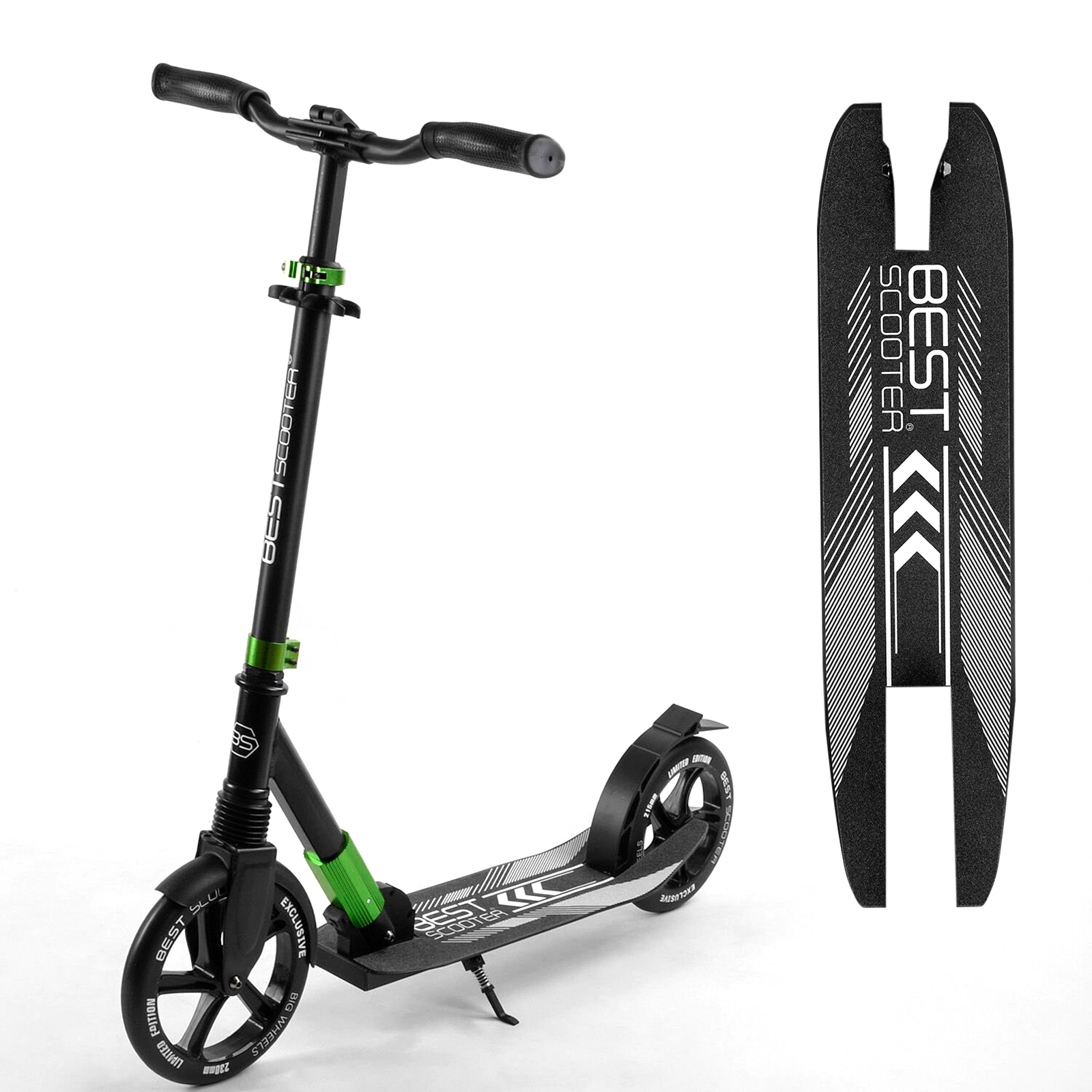 Самокат Scooter Черно-зеленый 6900083003193 – низкие цены, кредит ...