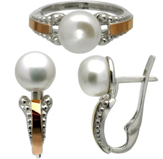 

Серебряный набор Shkatulka с золотыми накладками Тайный мир35-5-0