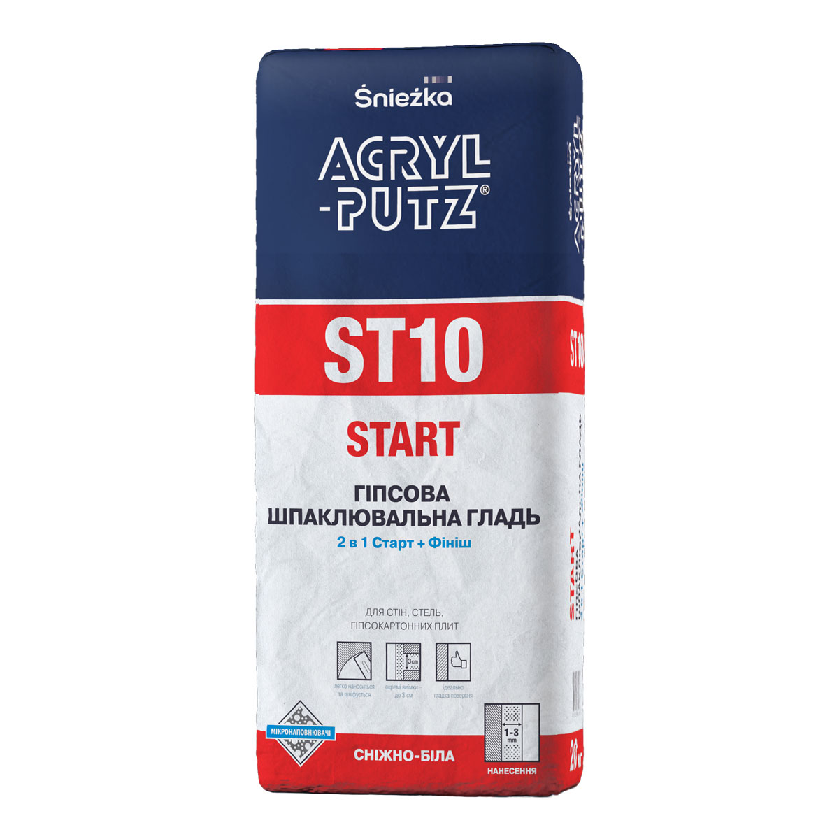 Шпаклевка гипсовая Sniezka ACRYL-PUTZ ST10 Start ( 2 в 1 Старт+Финиш ...