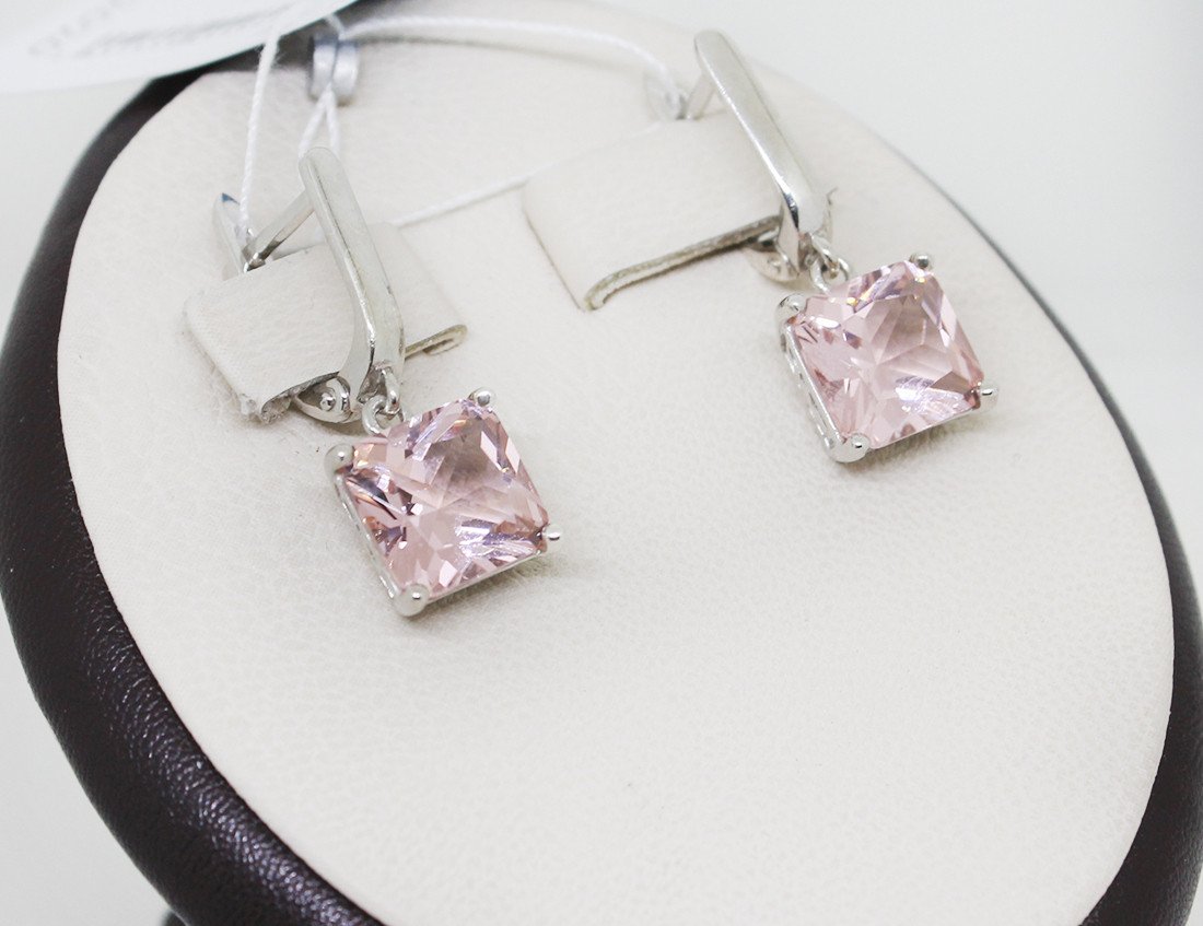 

Сережки серебряные с морганитом 6,96 г