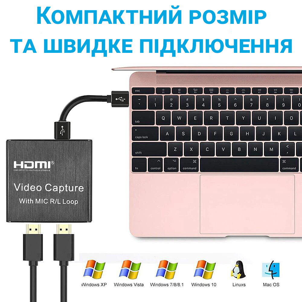 HDMI-USB внешняя карта видеозахвата для ноутбуков, ПК, смартфонов VCC03 для  записи видео с экрана и стриминга – фото, отзывы, характеристики в  интернет-магазине ROZETKA от продавца: You Smart | Купить в Украине: Киеве,