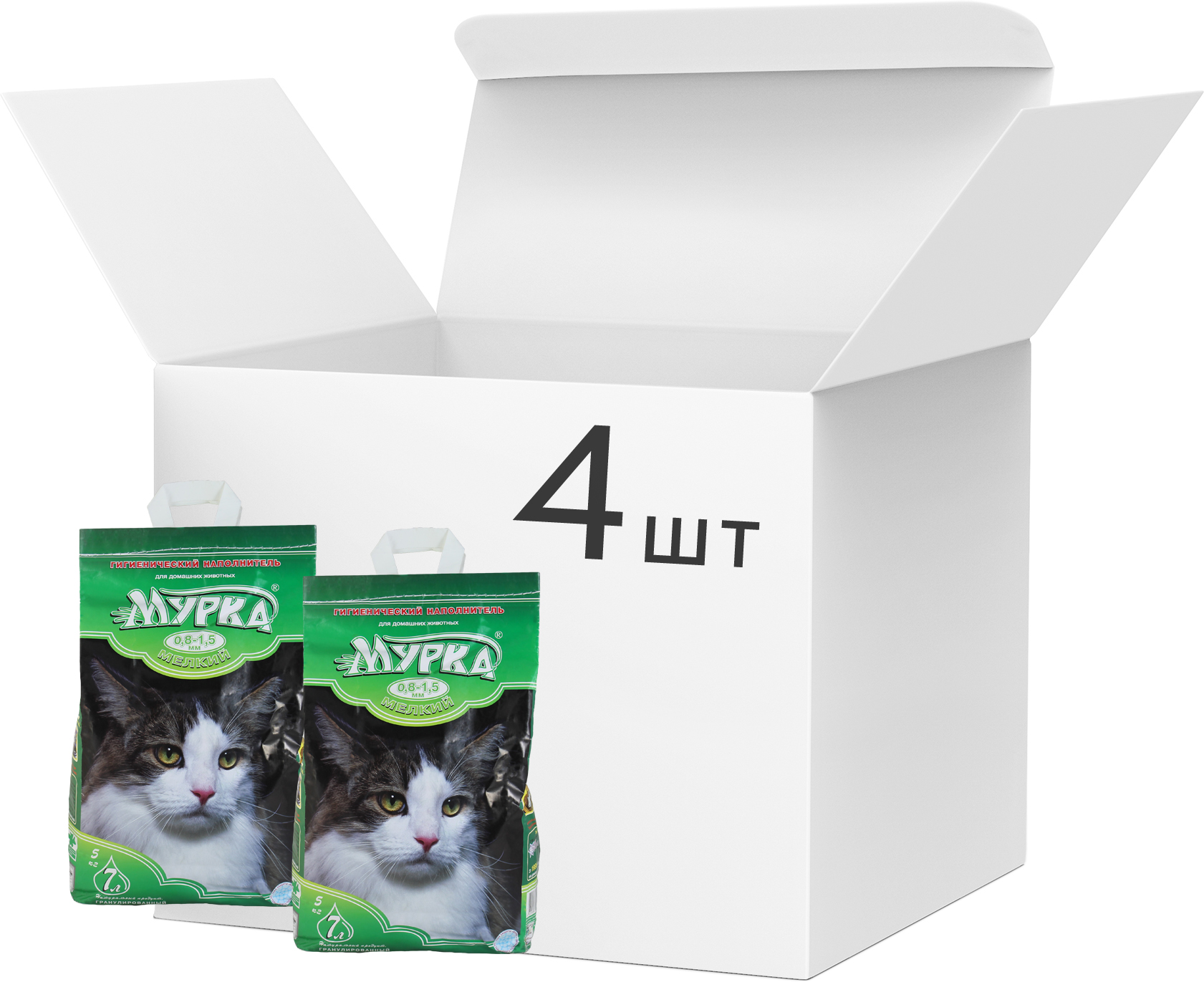 Акція на Упаковка наполнителя для кошачьего туалета Мурка мелкий Бентонитовый комкующий 5 кг х 4 шт (4820087660111) від Rozetka UA