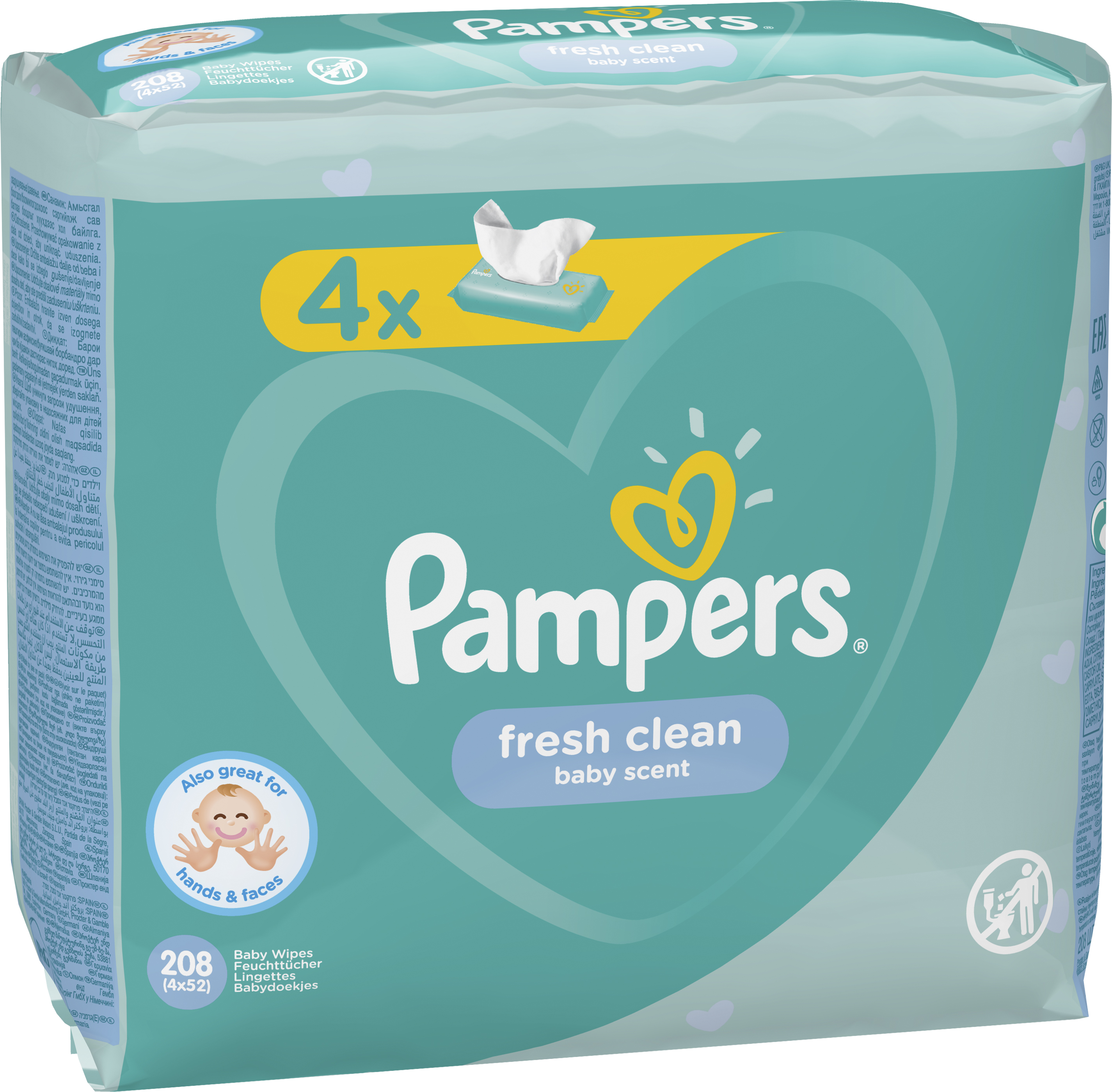 

Дитячі вологі серветки Pampers Fresh Clean 4х52 шт. (8001841077949)