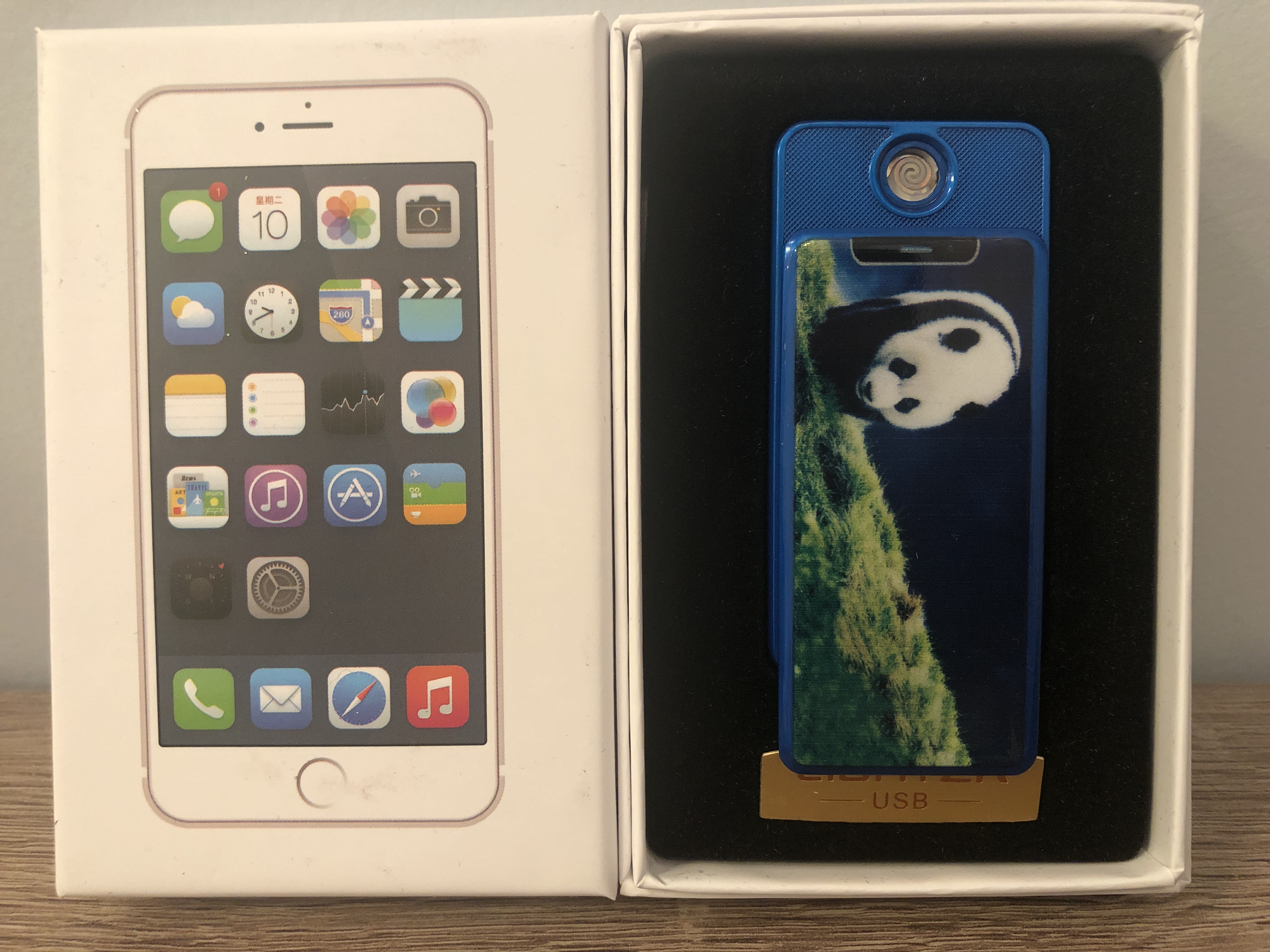 

Зажигалка аккумуляторная импульсная электро USB электрическая Lighter Panda в подарочной коробке Blue