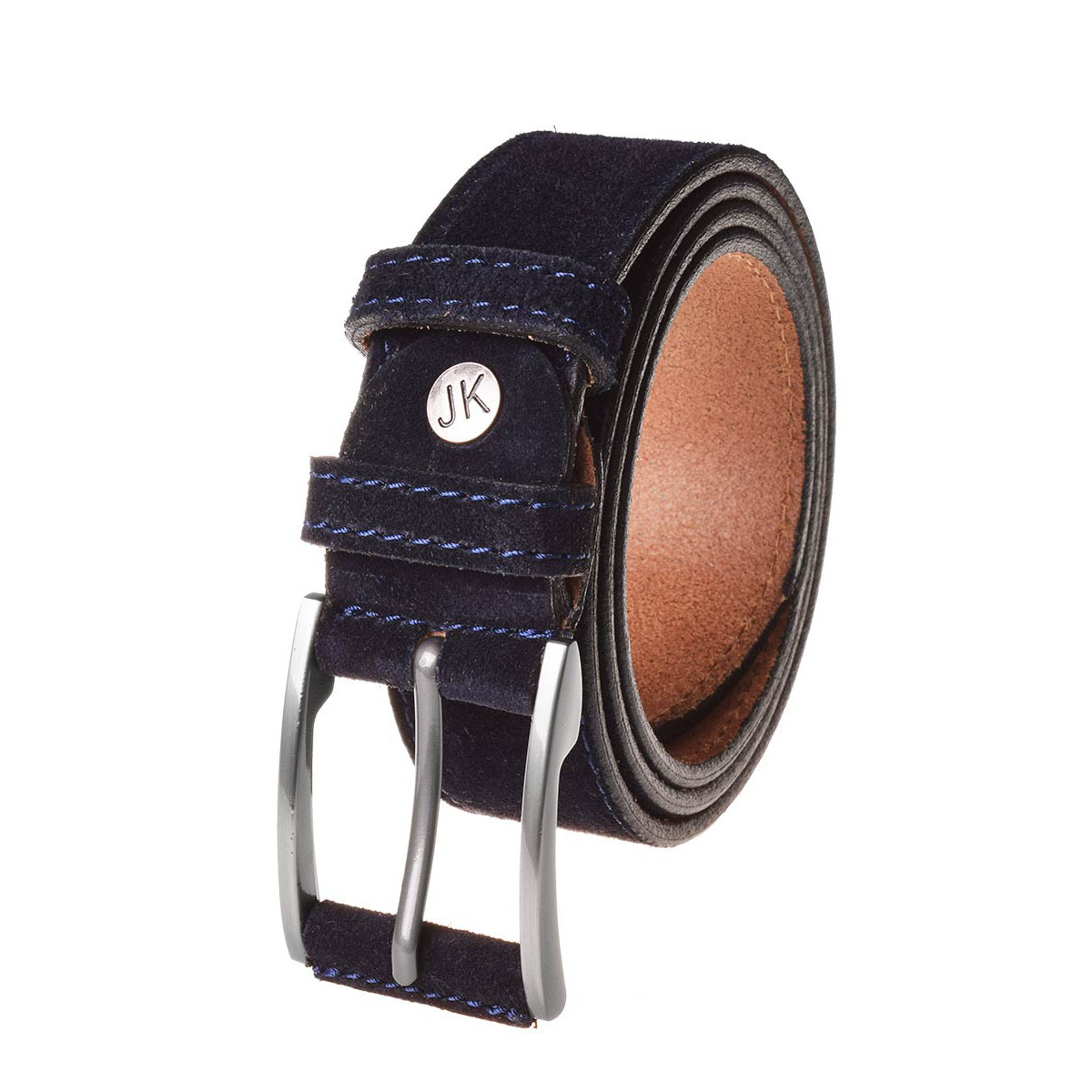 

Кожаный мужской ремень JK Синий